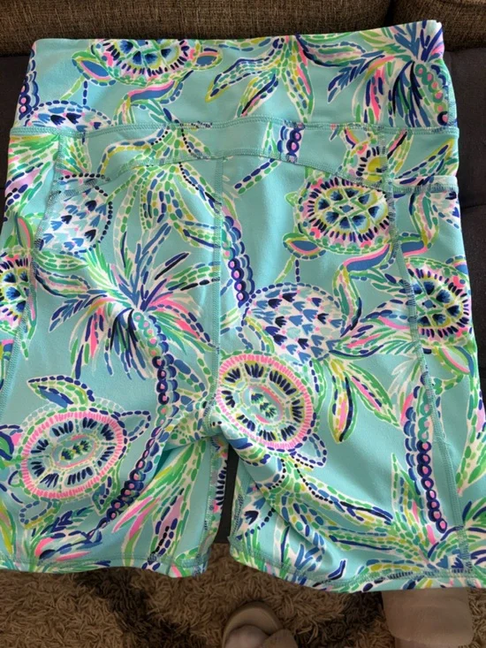 Lilly Pulitzer Teal Multicolor Bike Shorts size medium - Picture 2 of 3